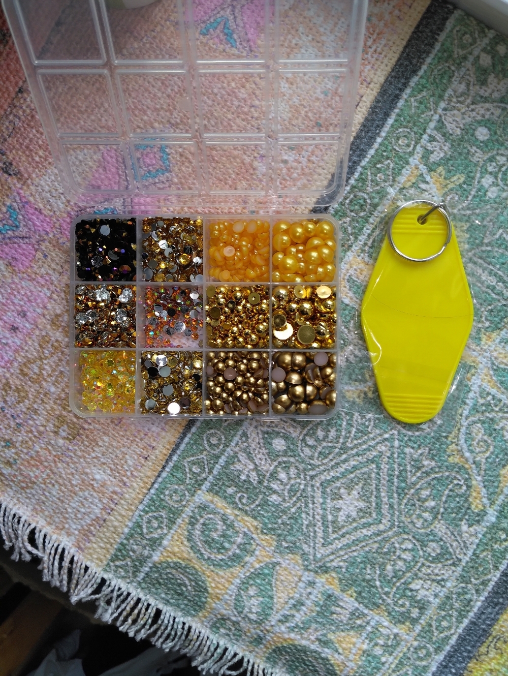 Mixed Gold Rhinestone, Jelly & Pearl Bedazzle KIT  -- DIY Keychain